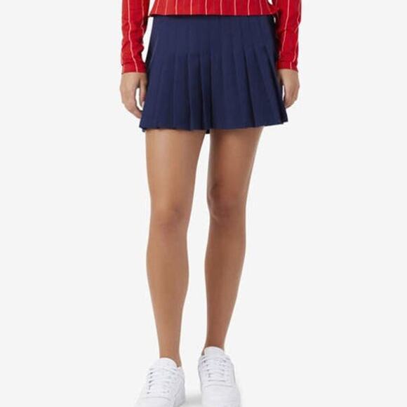 Fila Amy Pleated Mini Navy Blue Skirt Women Size Large Preppy Style - Picture 1 of 12